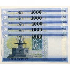 1000 Forint Bankjegy 2017 DC,DF,DH,DJ,DM azonos alacsony sorszám