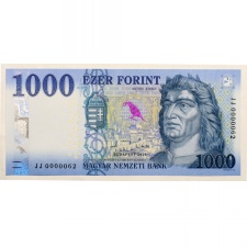 1000 Forint Bankjegy 2021 JJ alacsony sorszám