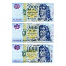 1000 Forint Bankjegy Millennium 2000 DA EF sorszámkövető 3db