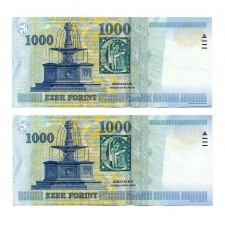 1000 Forint Bankjegy Millennium 2000 DB aEF sorszámkövető pár