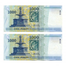 1000 Forint Bankjegy Millennium 2000 DB gEF sorszámkövető pár