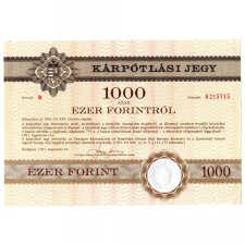 1000 Forint Kárpótlási jegy 1991