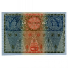 1000 Korona Bankjegy 1902 DEUTSCHÖSTERREICH bélyegzéssel