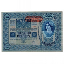 1000 Korona Bankjegy 1902 DEUTSCHÖSTERREICH bélyegzéssel