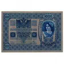 1000 Korona Bankjegy 1902 DEUTSCHÖSTERREICH bélyegzéssel gVF