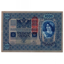 1000 Korona Bankjegy 1902 DEUTSCHÖSTERREICH bélyegzéssel gVF