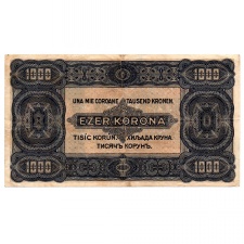 1000 Korona Államjegy 1923 Nyomdahely nélkül gVF