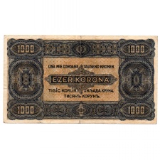 1000 Korona Államjegy 1923 Magyar Pénzjegynyomda F-VF