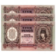 1000 Pengő Bankjegy 1943 UNC sorszámkövető 3 db