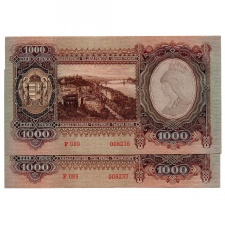 1000 Pengő Bankjegy 1943 UNC sorszámkövető pár