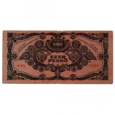1000 Pengő Bankjegy 1945 F vagyondézsma bélyeggel Hibás B