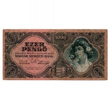 1000 Pengő Bankjegy 1945 F egyenes hármas a sorszámban