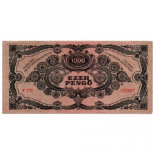1000 Pengő Bankjegy 1945 F egyenes hármas a sorszámban Bélyeg