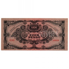 1000 Pengő Bankjegy 1945 MINTA