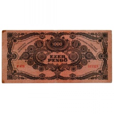 1000 Pengő Bankjegy 1945 MÉE felülbélyegzéssel