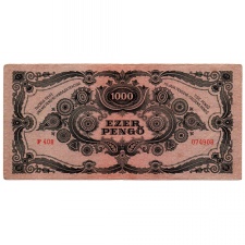 1000 Pengő Bankjegy 1945 VF vagyondézsma bélyeggel