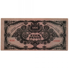1000 Pengő Bankjegy 1945 aXF vagyondézsma bélyeggel
