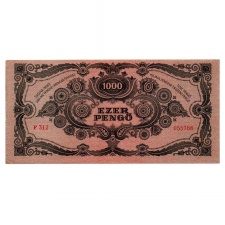 1000 Pengő Bankjegy 1945 aEF vagyondézsma bélyeggel