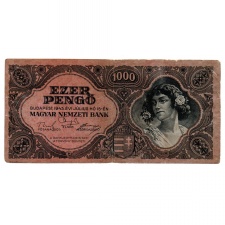 1000 Pengő Bankjegy 1945 alacsony sorszám 000351