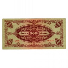 10000 Pengő Bankjegy 1945 VF vagyondézsma bélyeggel