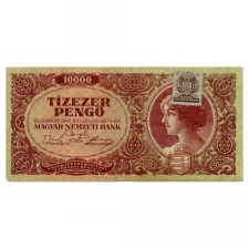 10000 Pengő Bankjegy 1945 VF vagyondézsma bélyeggel