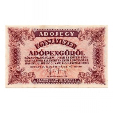 100000 Adópengő 1946 P51B VF világos alapnyomat a hátoldalon