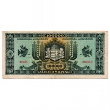 100000 Milpengő Bankjegy 1946 alacsony sorszám 000553