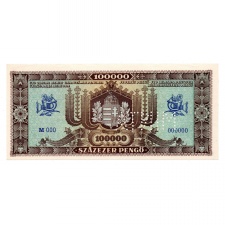 100000 Pengő Bankjegy 1945 MINTA