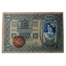 1000 Korona Bankjegy 1902 Magyarország felülbélyegzéssel VF