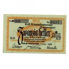 1916 Nagymegyer Hadifogolytábor 20 Fillér MS