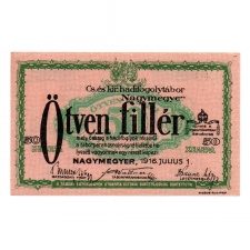 1916 Nagymegyer Hadifogolytábor 50 Fillér MS