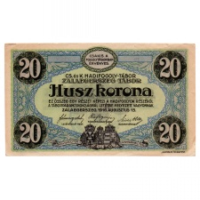 1916 Zalaegerszeg Hadifogoly-tábor 20 Korona, Eiser, bélyegzővel
