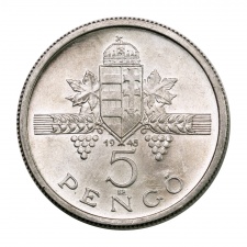 1945-ös 5 Pengő jelöletelen ARTEX utánveret 1965