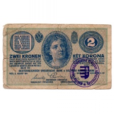 2 Korona Bankjegy 1914 C sor. Tanácsköztársaság felülbélyegzés