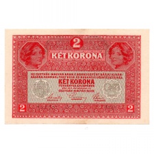 2 Korona Bankjegy 1917 Deutschösterreich bélyegzéssel aUNC
