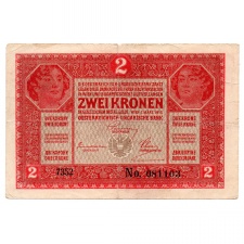 2 Korona Bankjegy 1917 sorozat 7000 felett és TÖRVÉKY hiba VF