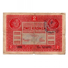 2 Korona Bankjegy 1917. felülbélyegzéssel