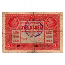 2 Korona Bankjegy 1917 felülbélyegzéssel VG