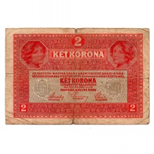 2 Korona Bankjegy 1917 felülbélyegzéssel VG