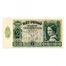 2 Pengő Bankjegy 1940 MINTA perforáció