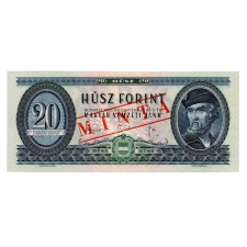 20 Forint Bankjegy 1965 MINTA lyukasztás és bélyegzés C129