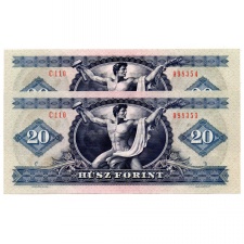 20 Forint Bankjegy 1980 aUNC sorszámkövető pár