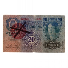 20 Korona Bankjegy 1913 II. kiadás érvénytelenített Magyarország