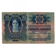 20 Korona Bankjegy 1913. I. kiadás VG Románia felűlbélyegzéssel