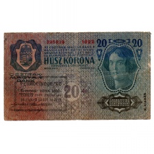 20 Korona Bankjegy 1913. II. kiadás Temesvár bélyegzés Ritka