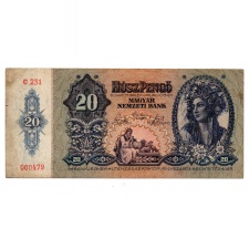 20 Pengő Bankjegy 1941 alacsony sorszám 000479