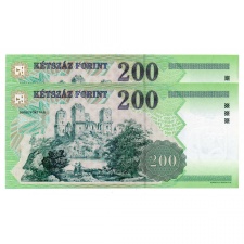 200 Forint Bankjegy 1998 FA UNC sorszámkövető pár