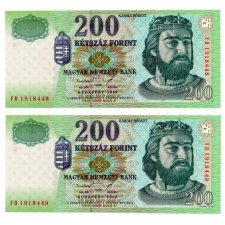 200 Forint Bankjegy 1998 FH UNC sorszámkövető pár