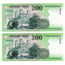 200 Forint Bankjegy 2001 FC UNC sorszámkövető pár