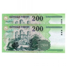 200 Forint Bankjegy 2006 FB sorszámkövető pár EF